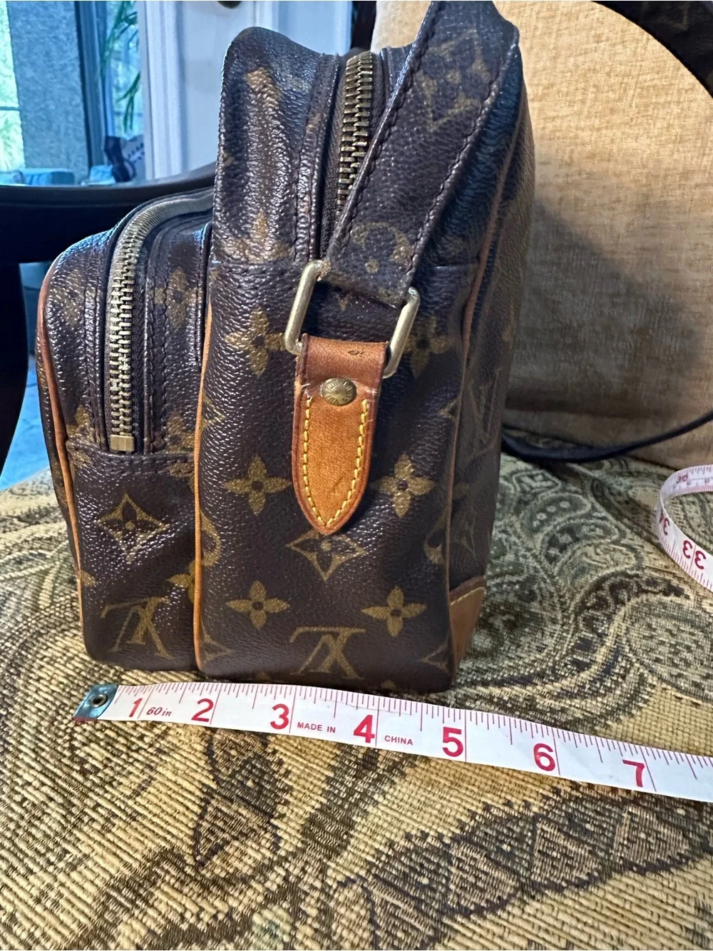 Louis Vuitton Brown Monogram Canvas Messenger Bag with Tan Accents